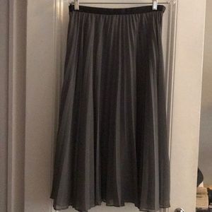 Grey silk skirt with leather waistband